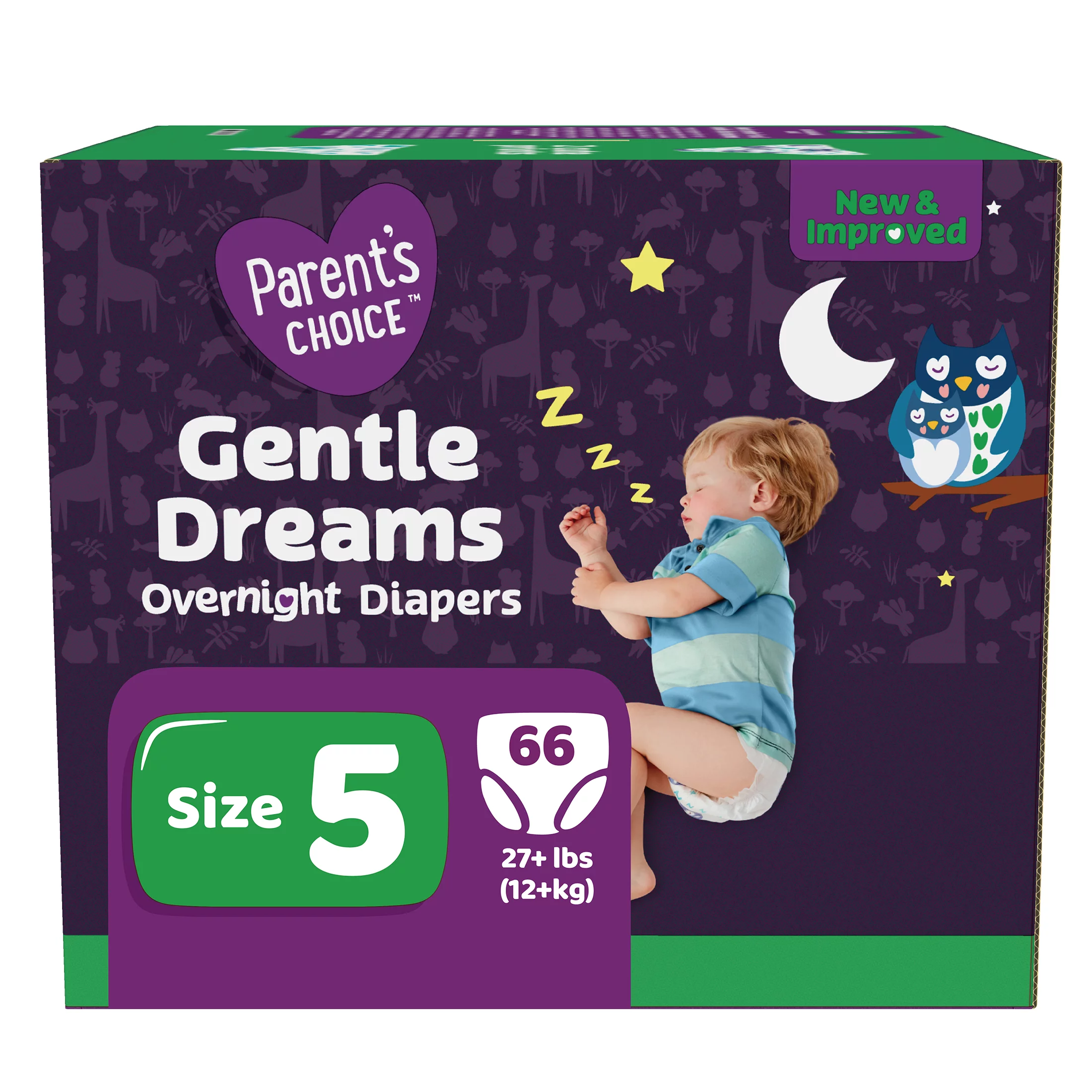 Buy Online Parent's Choice Gentle Dreams Overnight Diapers, Size 5, 66